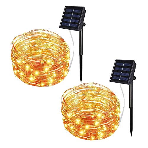 Solar String Lights Outdoor Warm White, 2Pack 33Ft 100LEDs Solar Fairy Lights with 8 Lighting Modes Waterproof Decorative Copper Wire Lights for Christmas Patio Party Garden Gate Yard Wedding Solar String Lights Outdoor Warm White, 2Pack 33Ft 100LEDs Solar Fairy Lights with 8 Lighting Modes Waterproof Decorative Copper Wire Lights for Christmas Patio Party Garden Gate Yard Wedding